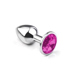 Metal Elmas Taşlı Anal Plug Pembe En Küçük Boy - S -