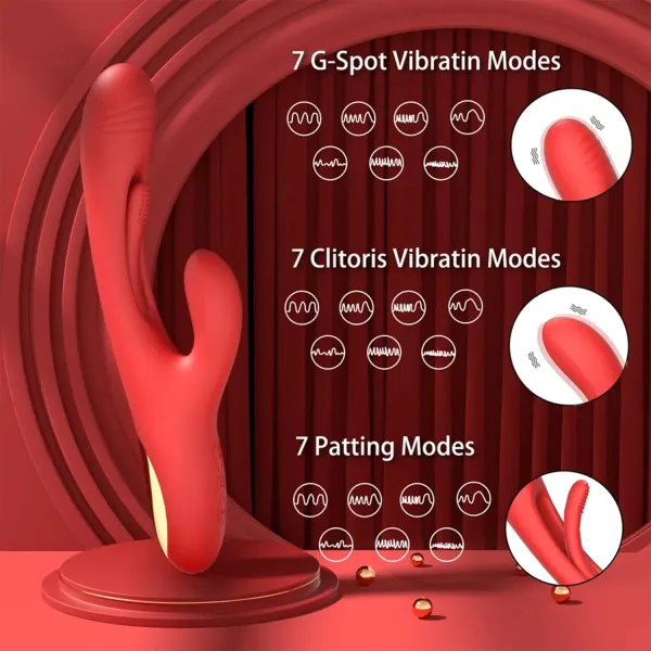 Modern 3 Modlu Rabbit Vibrator Kırmızı - MOR - Görsel 3