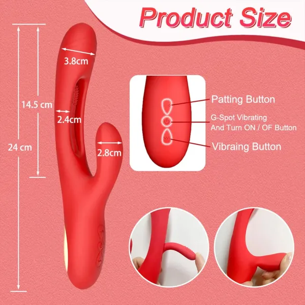 Modern 3 Modlu Rabbit Vibrator Kırmızı - MOR - Görsel 4