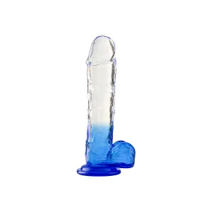 Silikon Şeffaf Mavi-PEMBE Realistik Dildo 20 cm