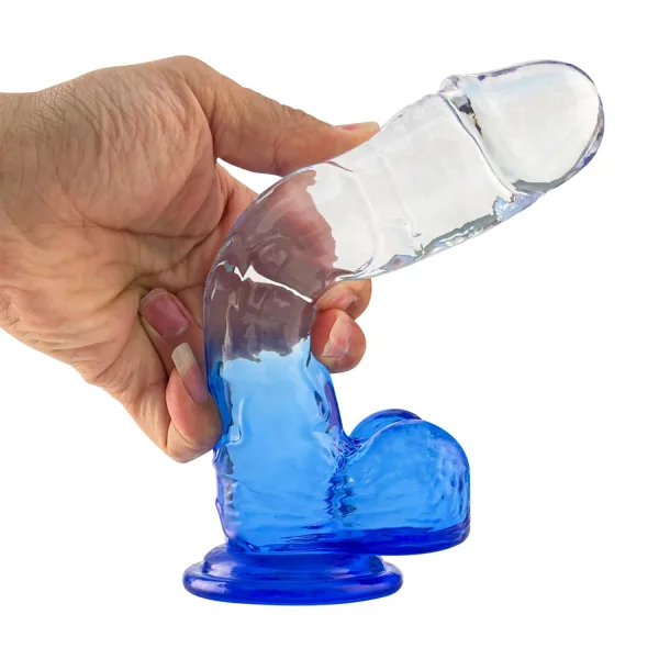 Silikon Şeffaf Mavi-PEMBE Realistik Dildo 20 cm - Görsel 3