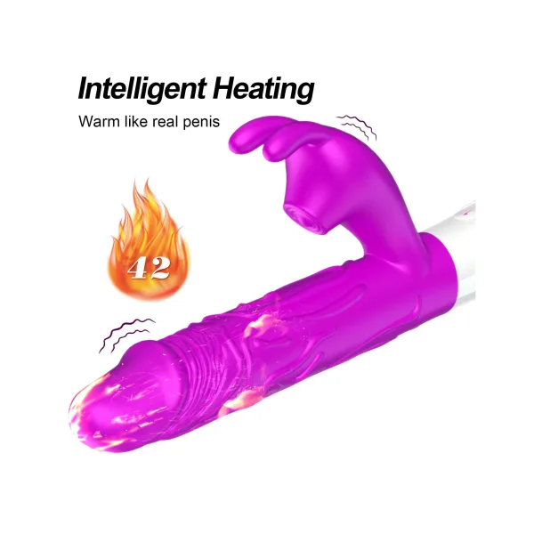 V50 - Şarjlı Akıllı Isıtma Özellikli Güçlü Titreşimli G-Spot ve Klitoris Uyarıcı 2 in 1 Yapay Penis Rabbit Vibratör - Görsel 3