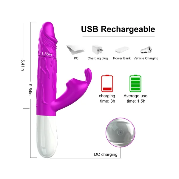 V50 - Şarjlı Akıllı Isıtma Özellikli Güçlü Titreşimli G-Spot ve Klitoris Uyarıcı 2 in 1 Yapay Penis Rabbit Vibratör - Görsel 6