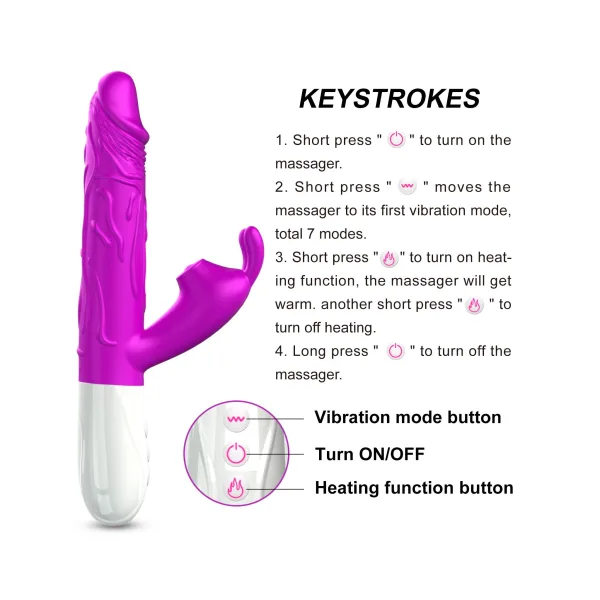 V50 - Şarjlı Akıllı Isıtma Özellikli Güçlü Titreşimli G-Spot ve Klitoris Uyarıcı 2 in 1 Yapay Penis Rabbit Vibratör - Görsel 7